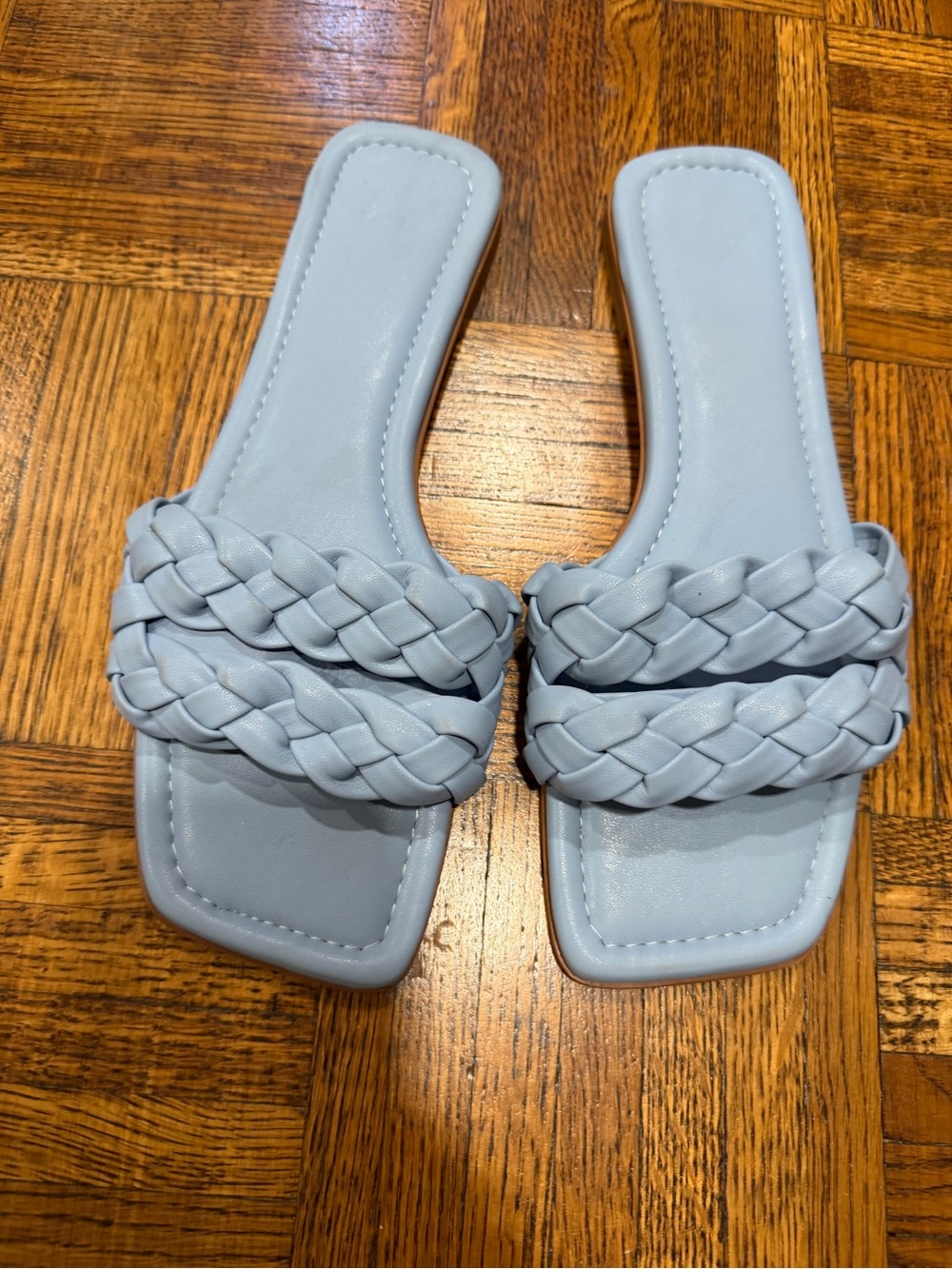 Zara Light Blue Braided Slide Sandals for Women